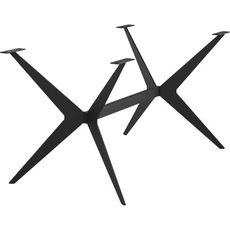 Tischgestell Etsi X-Form mit Traverse 1360 mm Stahl schwarz pulverbeschichtet strukturiert - RAL 9005 - für Tischplatten bis 2400 x 1000 mm