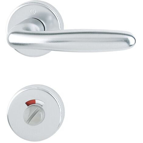 Hoppe Drückergarnitur Verona Türklinke mit Rosette WC mit Schnellstift, TS 37-47, Aluminium silber eloxiert