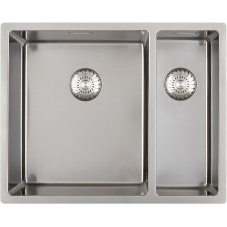 Solido 3D-Spüle CAPP3415R10 Edelstahl Doppel Spülbecken 550x440mm - Spüle mit Integral Siebkorbüberlaufventil