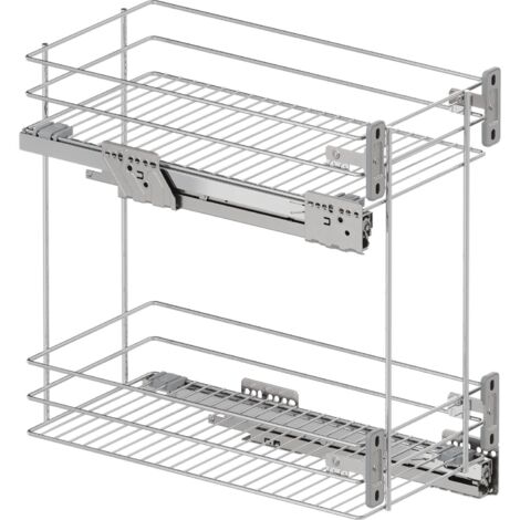 Vauth-Sagel VS SUB Slim Drahtkorb Classic - Rack Unterschrankauszug für KB 400mm - Korbablage aus Stahldraht, Stahl silber