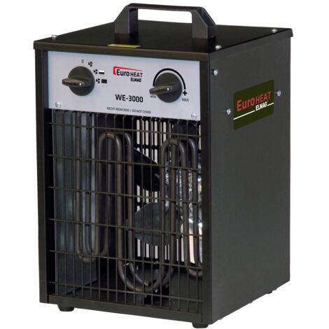 Elmag Elektroheizer 3 kW, 230V, Heizlüfter elektrisch, mobil, für geschlossene Räume mit Überhitzungsschutz (1/3)