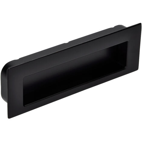 Siro Muschelgriff Nicola B 112 - Zinkdruckguss schwarz matt - Einlassmaß 106,5x31mm - Griffmuschel für Möbel und Schubladen
