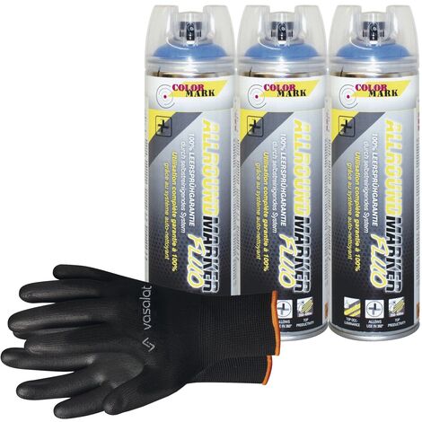vasalat Dupli-Color Markierungsspray mit 360 Grad Ventil Set - Markierspray Neon blau für professionelle Markierungen, 3 Stück (1/5)