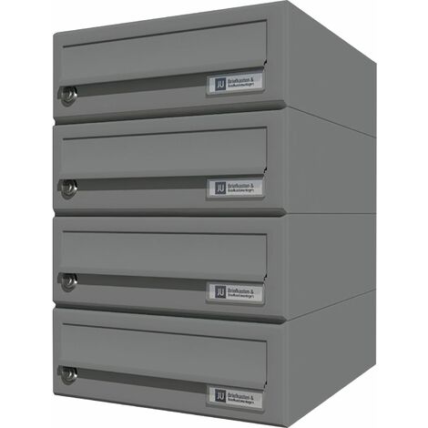 JU Hausbrieffachanlage 4-teilig, 300 x 440 x 380 mm, Stahl grau RAL 9007
