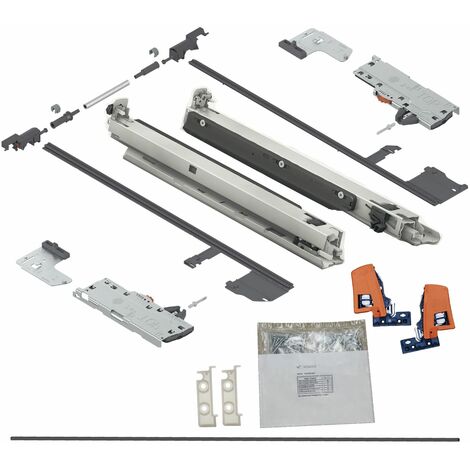 BLUM MOVENTO BLUMOTION S 760H Schubladenschienen, 500mm Bodenmontage Vollauszug 40kg, mit TIP-ON und Seitenstabilisierungs-Set (1/5)