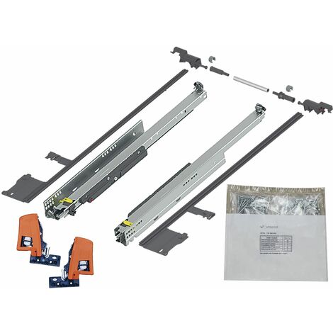 BLUM MOVENTO TIP-ON 760H Schubladenschienen, 400mm Vollauszug 40kg, 1 Paar inkl. Kupplung und Seitenstabilisierungs-Set
