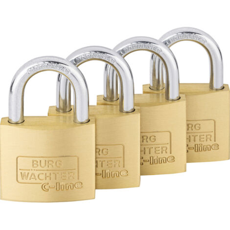 Burg Wächter 4er Set Set Quadro 222 40 SB Vorhängeschloss gleichschließend Messing Schlüsselschlo