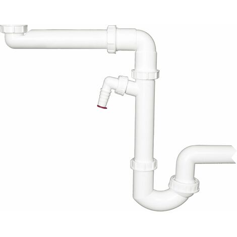 Raumspar-Siphon HL126SR  DN40x6/4" + DN50 mit Kugelgelenk, Waschgeräte-Anschluss
