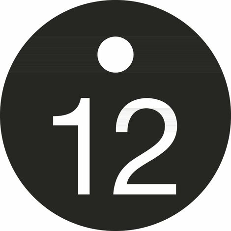 Schlüsselnummer - ø 25, Nummer 12, Aluminium schwarz eloxiert