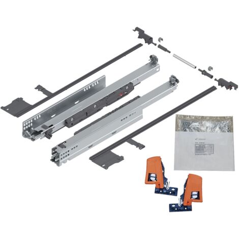 BLUM MOVENTO BLUMOTION S 760H Schubladenschienen, 450mm Vollauszug 40kg, 1 Paar inkl. Kupplung und Seitenstabilisierungs-Set (1/5)