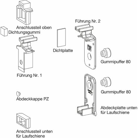 GU HS Zubehör-Beutel Führungsschiene P1850 Laufschiene Höhe 5 mm grau