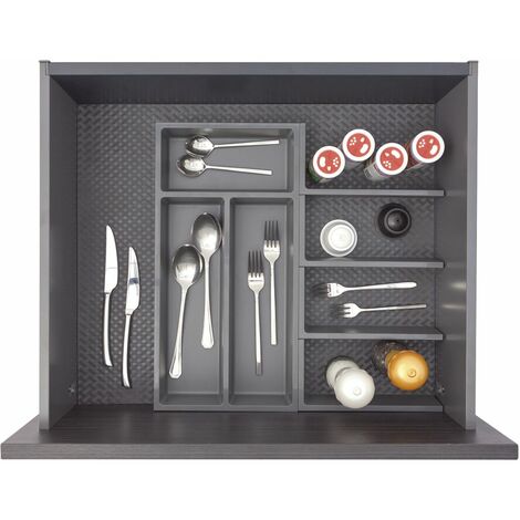 Ninka Besteckeinsatz mit Trenner Basis-Set 1.2 Tiefe 450/500mm, dunkelgrau