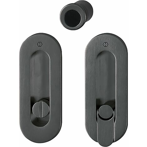 HOPPE Schiebetürmuschel Set M472 -WC, ovale Rosette, Messing schwarz satiniert