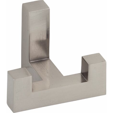 Grimme Kleiderhaken Wand Coats Breite 52mm, Höhe 40mm - Wandhaken Garderobe - Garderobenhaken zweifach, Zinkdruckguss Edelstahl Effekt
