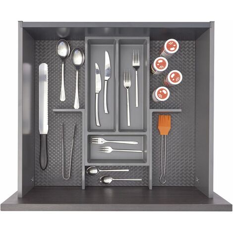 Ninka Besteckeinsatz mit Trenner Basis-Set 4 Tiefe 500/550mm, dunkelgrau