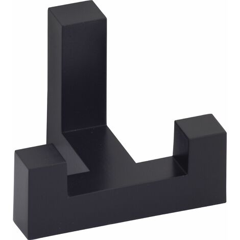Grimme Kleiderhaken Wand Coats Breite 52mm, Höhe 40mm - Wandhaken Garderobe - Garderobenhaken zweifach, Zinkdruckguss schwarz lackiert