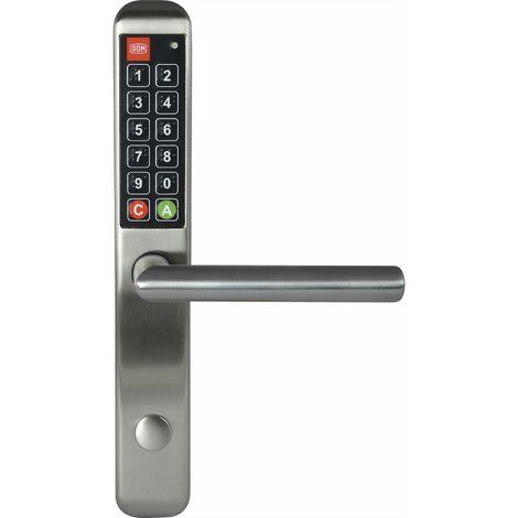 Zutrittskontrollsystem, Langschildbeschlag EasyKey Slim, PZ 88, Edelstahl ÖNORM (1/5)