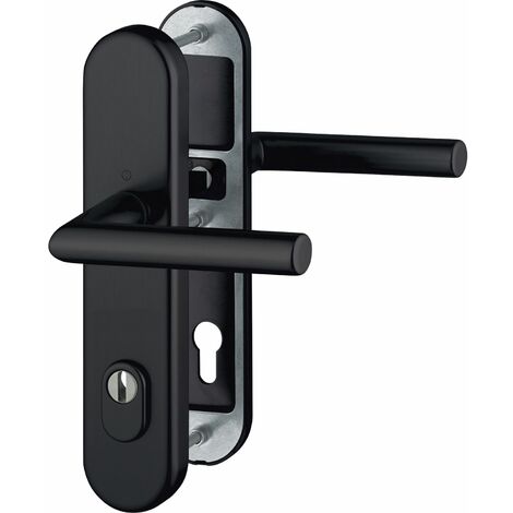 Sicherheits-Drückergarnitur AMSTERDAM, PZ88 Kernziehschutz, für Türstärke 62-72mm, RC3, schwarz matt ÖNORM (1/5)