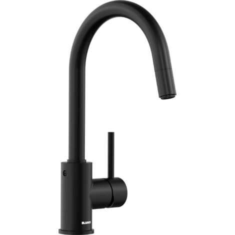 Blanco Küchenarmatur Mida-S - Wasserhahn schwenkbar mit Schlauchauszug druckfest - Armatur, Metall schwarz matt