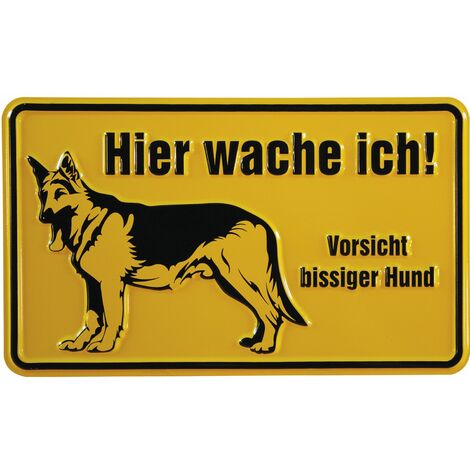 Warnschild „Hier Wache Ich“ – Alu 12x20 Cm, Gelb/schwarz, Wetterfest Für Garten & Hof
