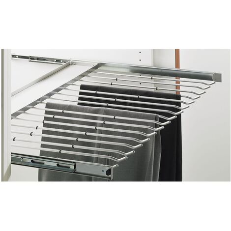 HETTICH Hosenhalter ausziehbar KB 600 mm, Montage Korpusseite, Stahl silber