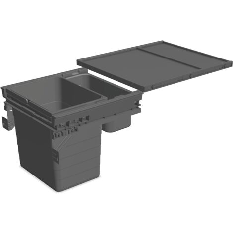 Ninka Mülltrennsystem Set eins2fünf - Einbaumülleimer 1 Fach mit Ablageschale für KB 450/NL 400, grau