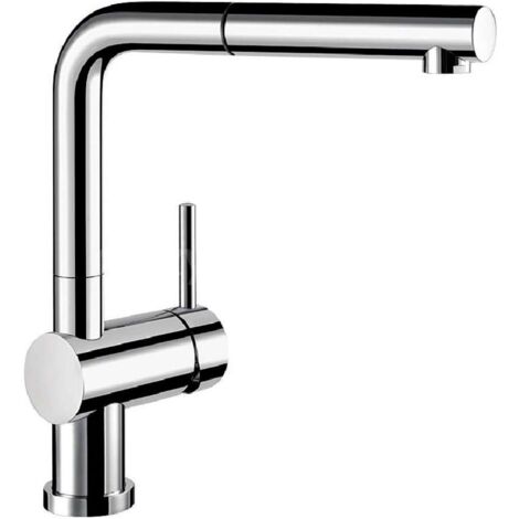 Blanco Armatur Linus-S druckfest - schwenkbar- und ausziehbarer Wasserhahn, Metall verchromt