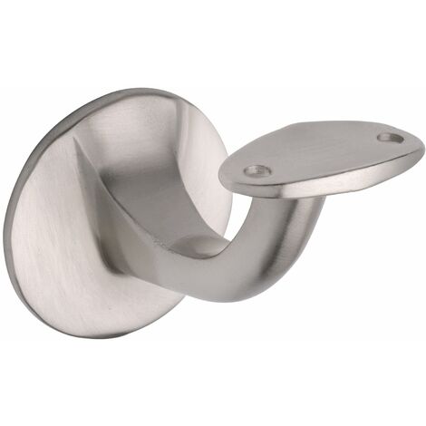 Handlaufträger mit gewölbter Auflage, Wandabstand  65mm, Messing vernickelt matt
