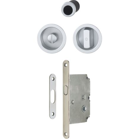 HOPPE Schiebetürmuschel Set 4920 - WC mit Schloss, rund, verchromt satiniert