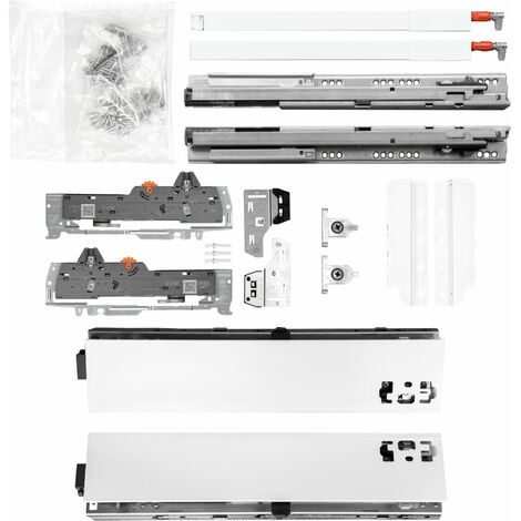 BLUM Schubladenschienen TANDEM-Höhe 83 mit Reling 195mm 30kg, NL450 weiß KB600mm (1/5)