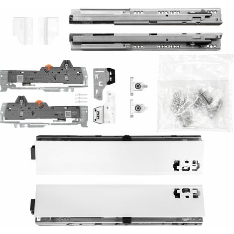 BLUM Schubladenschienen TANDEM SET Zargenhöhe 83mm, mit TIP-ON BLUMOTION Einheit, 30kg, NL450mm, Seidenweiß, bis KB600mm (1/5)
