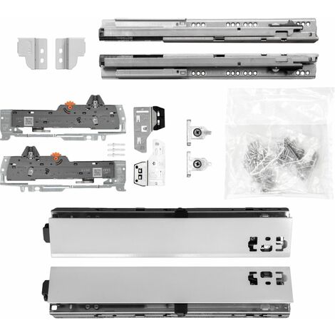 BLUM Schubladenschienen TANDEM SET Zargenhöhe 68mm, mit TIP-ON BLUMOTION Einheit, 30kg, NL550mm, grau, bis KB600mm