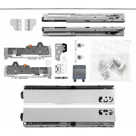 BLUM Schubladenschienen TANDEM SET Zargenhöhe 68mm, mit TIP-ON BLUMOTION Einheit, 30kg, NL550mm, grau, bis max. KB1400mm