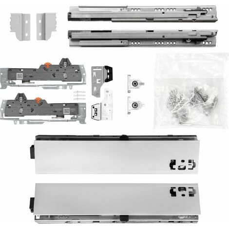 BLUM Schubladenschienen TANDEM SET Zargenhöhe 83mm, mit TIP-ON BLUMOTION Einheit, 30kg, NL450mm, grau, bis KB600mm (1/5)