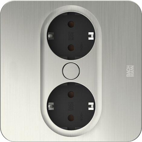 BACHMANN Einbausteckdose TWIST 2 eckig, 2 x Schuko, Edelstahl Effekt (1/5)