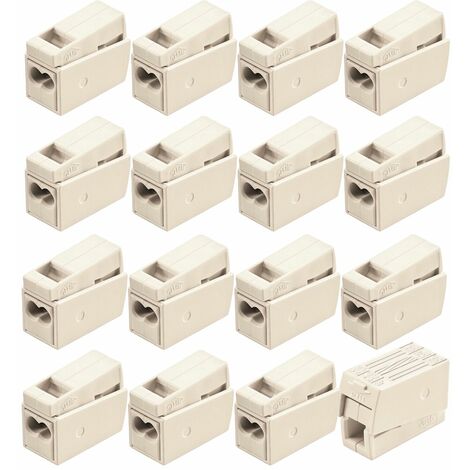 WAGO 224 Leuchtenklemmen Klemmen 2 polig, 1-2,5mm² mit 3 Klemmstellen, Kunststoff weiß 16 Stück