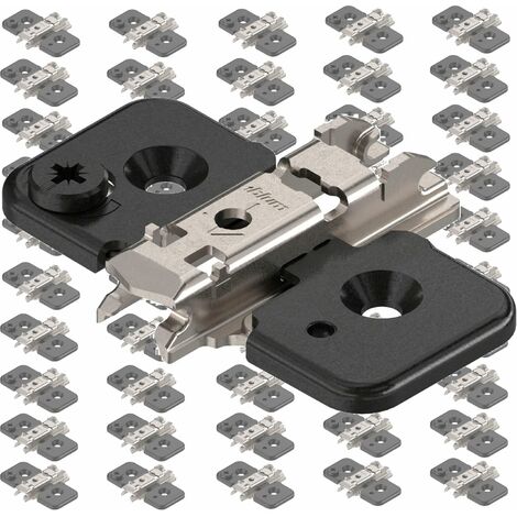 Blum Clip Montageplatte, Kreuzmontageplatte mit Exzenter Höhenverstellung, Stahl onyx schwarz 50 Stück