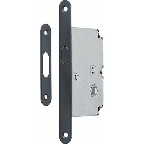 HOPPE Schiebetürschloss mit Bogenriegel, WC, DM 50, rund, Messing schwarz matt