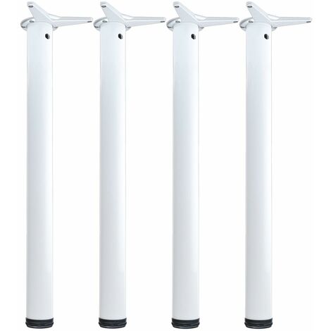camar Tischfüße verstellbar 690-720mm rund ø 60mm, Metall Tischbeine höhenverstellbar, Stahl weiß lackiert 4 Stück