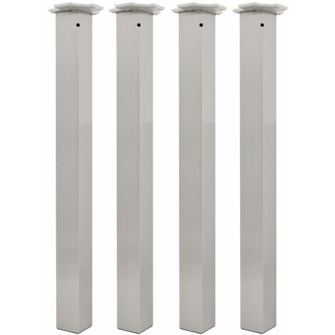 camar Tischfuß Quadra 60x60mm, Tischbeine höhenverstellbar, Länge 705-735mm gebürstet, Edelstahl 4 Stück