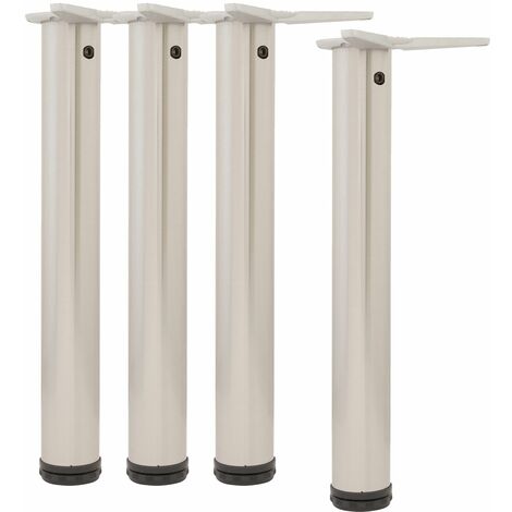 camar Tischfüße verstellbar 690-720mm rund ø 60mm, Metall Tischbeine höhenverstellbar, Stahl verchromt 4 Stück
