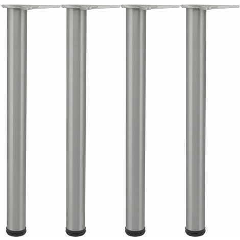 camar Tischfüße verstellbar 690-720mm rund ø 60mm, Metall Tischbeine höhenverstellbar, Edelstahl gebürstet 4 Stück