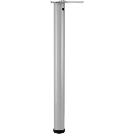 camar Tischfuß verstellbar 690-720mm rund ø 60mm, Metall Tischbein höhenverstellbar, Stahl silber
