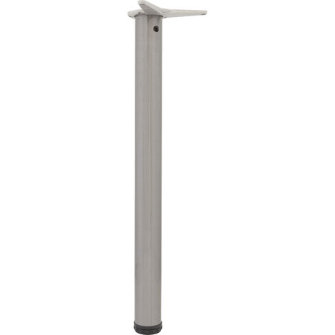 camar Tischfuß verstellbar 690-720mm rund ø 60mm, Metall Tischbein höhenverstellbar, Stahl Edelstahl-Effekt