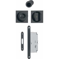 HOPPE Schiebetürmuschel Set 4921 - WC mit Schloss, eckig, schwarz matt