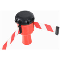 Dönges Gurtabroller mit Absperrband rot weiß 9m passend zu Leitkegel 50cm