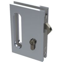 Glasschiebetür Schloss PZ mit Bogenriegel und Griffmuschel, Aluminium Edelstahl-Effekt