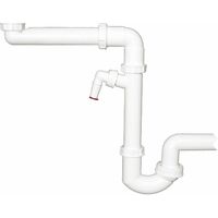 Raumspar-Siphon HL126SR DN40x6/4" + DN50 mit Kugelgelenk, Waschgeräte-Anschluss