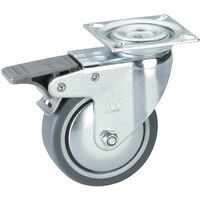 Lenkrolle TPE Kunststoffrad ø 100 mm Möbelrolle mit Feststeller Tragkraft 55 kg