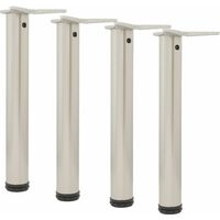 camar Tischfüße verstellbar 470-500mm rund ø 60mm, Metall Tischbeine höhenverstellbar, Stahl verchromt 4 Stück